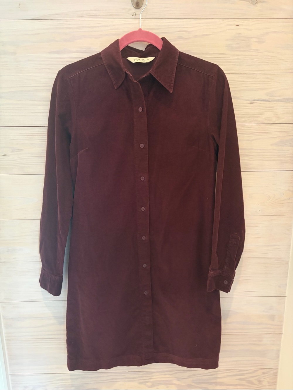 Vintage Eddie Bauer Long-Sleeve Corduroy Shirt Dress- Burgundy